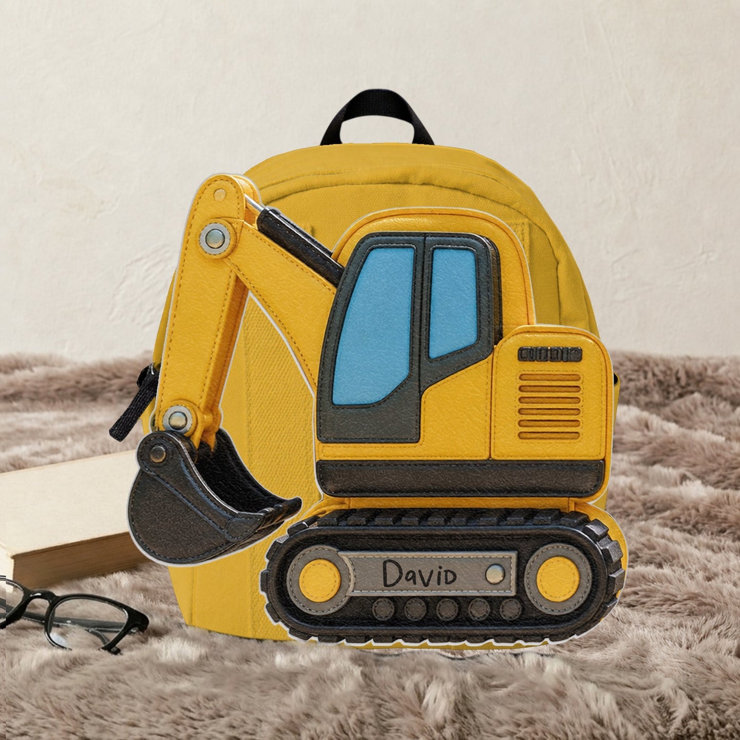 Kids Love Excavator, Unicorn, Capybara, Dinosaur - Personalized Kid Changeable Leather Patch Backpack