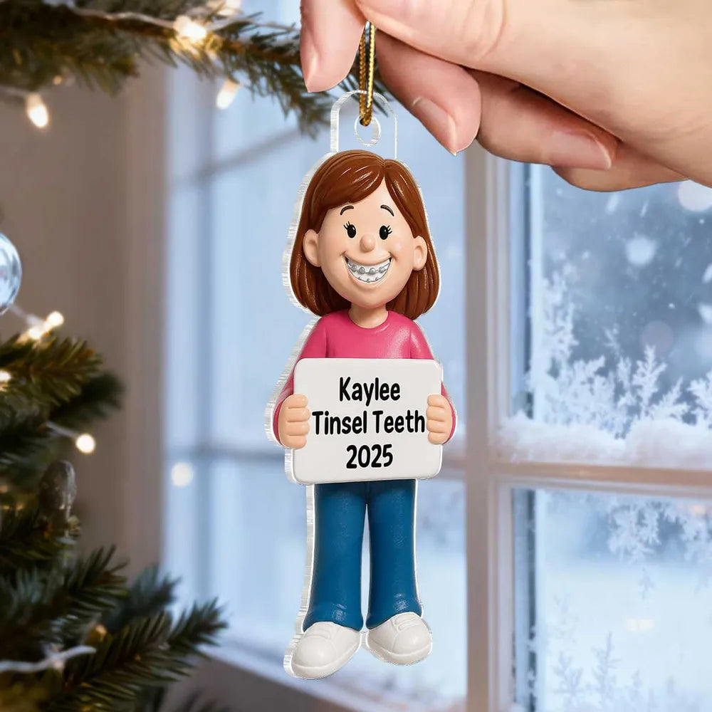 Smiling Braces Kid Acrylic Ornament – Adorable Keepsake Gift Celebrating Growing Smiles