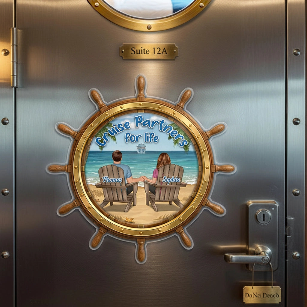 Acrylic Magnet Personalized Cruise Couple Keepsake with Ship Wheel Design - Sweet Romantic Gift for Your Travel Partner