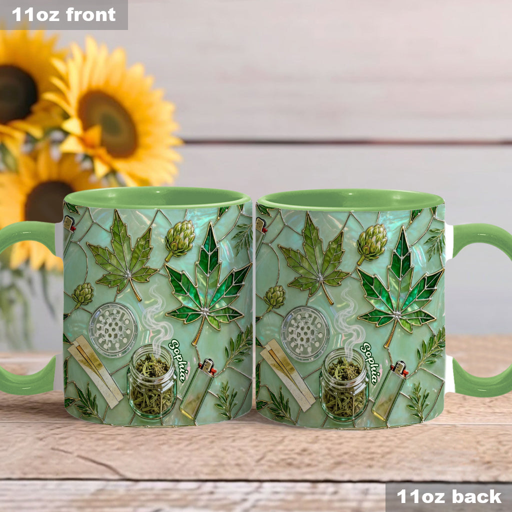 Green Magic Leaf - Personalized Weed Accent Mug & Coaster