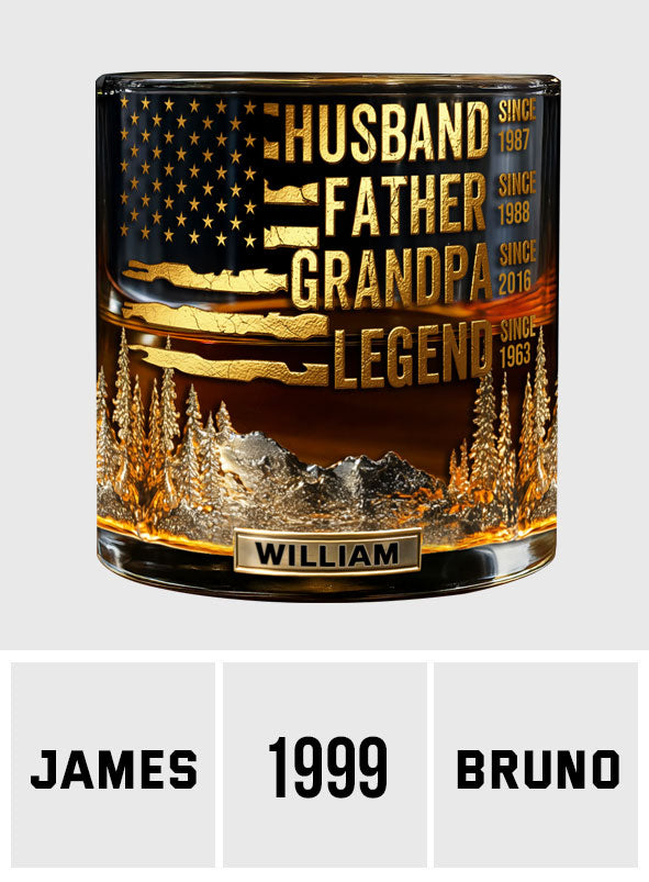 Legend Husband Father Grandfather, Gift For Him - Personalized Grandpa Whiskey Glass