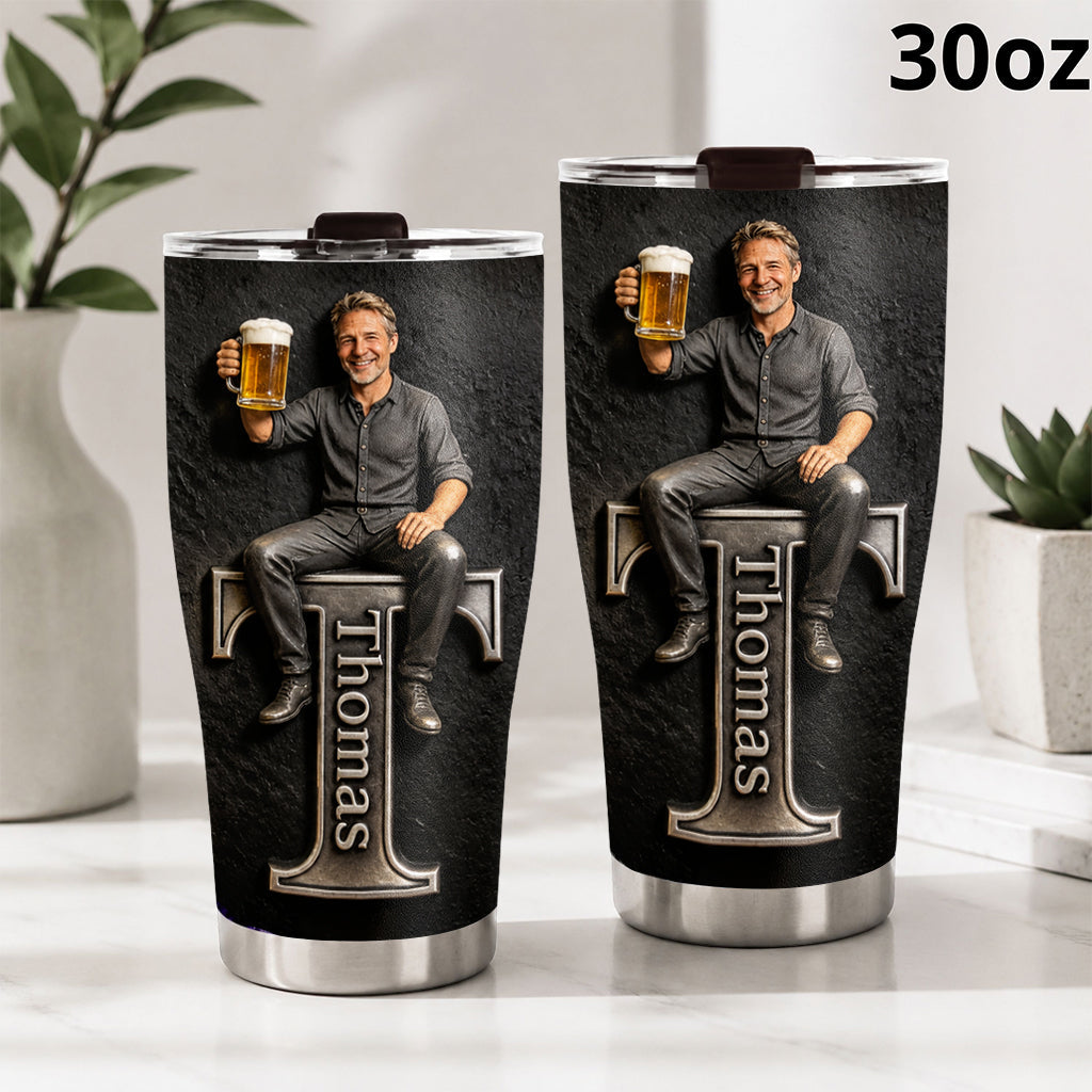 Any Photo, Holding Any Item - Beer, Tools, Fishing Rod... - Personalized Father Tumbler