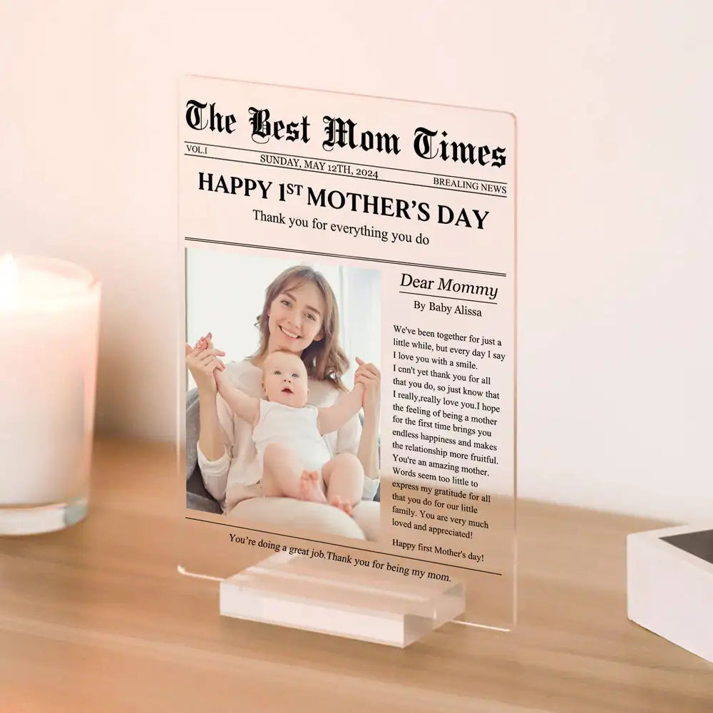 Personalized Acrylic Plaque Gift with Thank-You Letter for Mom