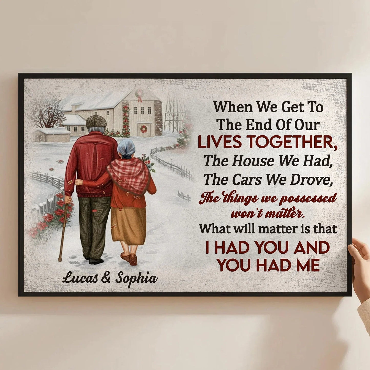 Custom Lives Together Poster for Couples – Snowy Country Walk Artwork, Sentimental Wall Art & Heartfelt Christmas or Anniversary Gift