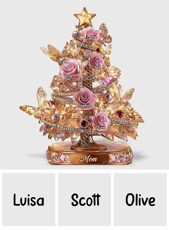 Beautiful Rose Christmas Tree, A Perfect Christmas Gift for Mom - Personalized Mother Custom Shaped Acrylic Plaque