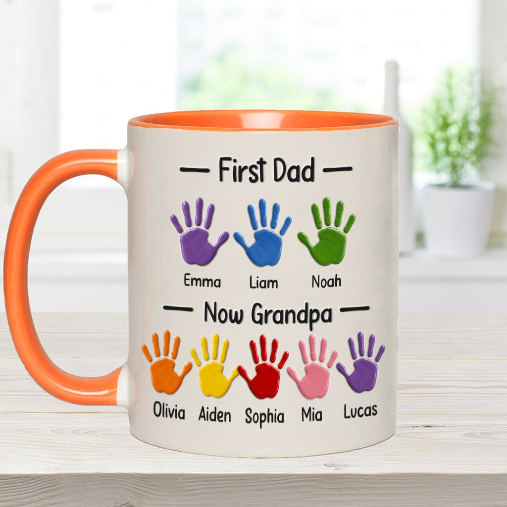 First Dad, Now Grandpa - Personalized Grandpa Accent Mug With Gift Box