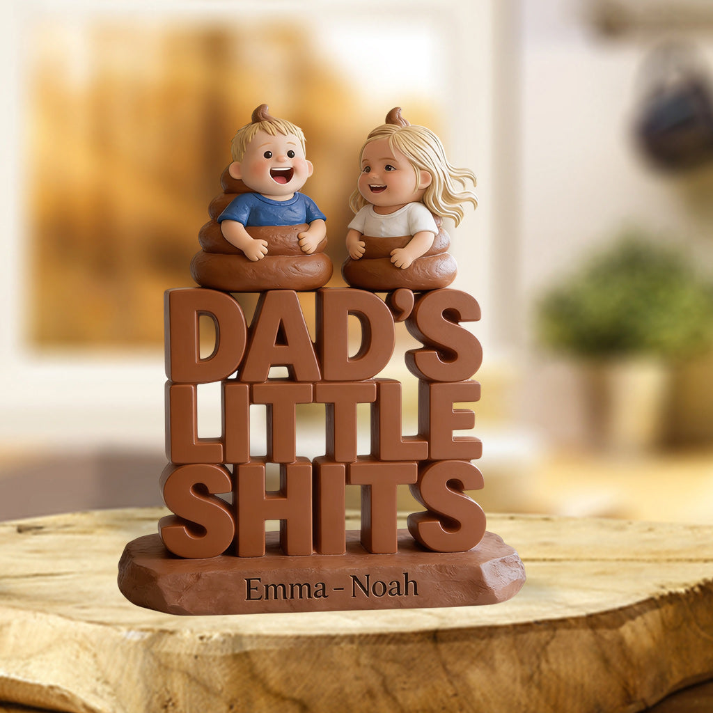 Funny Father's Day Gift Dad's Little Shits - Personalized Father Custom Shaped Acrylic Plaque
