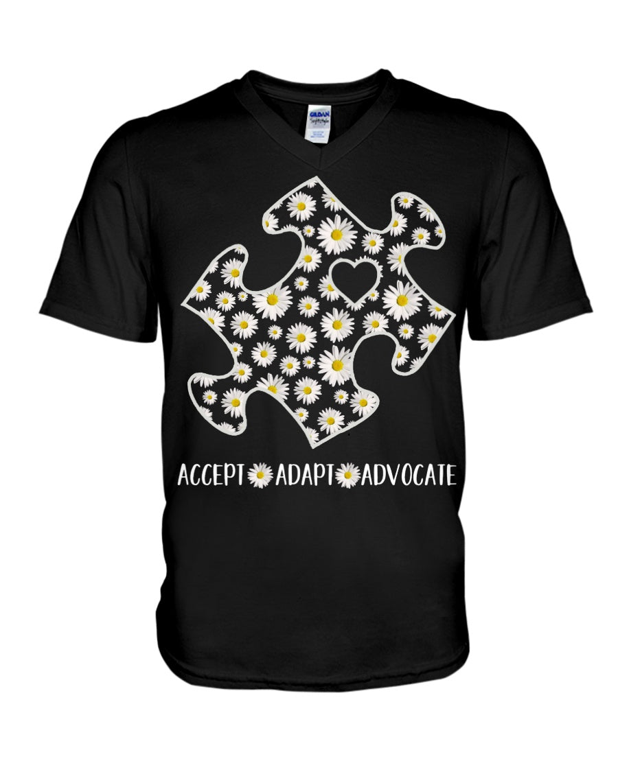 Accept Adapt Advocate - Autism Awareness T-shirt and Hoodie 0520