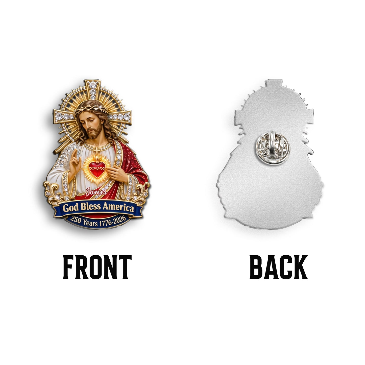 God Bless America - Personalized Christian 3D Embossed Enamel Pin