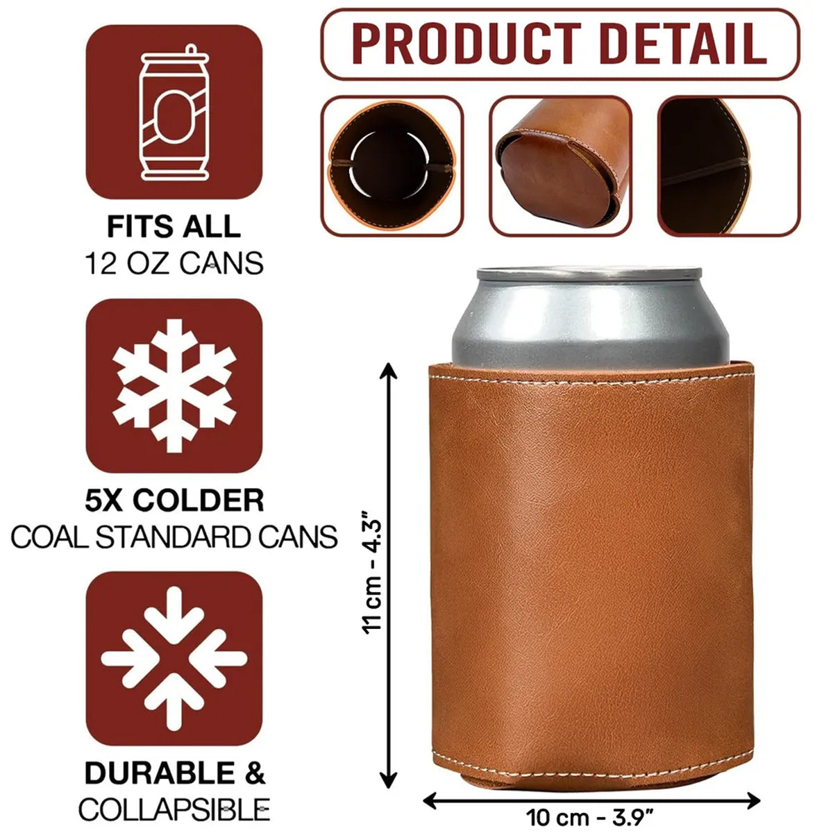 Cool Gift For Dad, Father's Day Gift - Personalized Father Leather Can Cooler