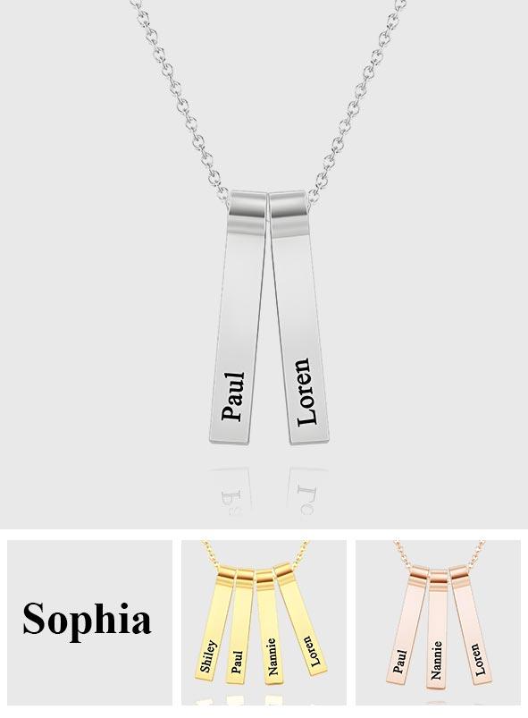 Any Name - Personalized Family Engraved Vertical 1-5 Names Necklace