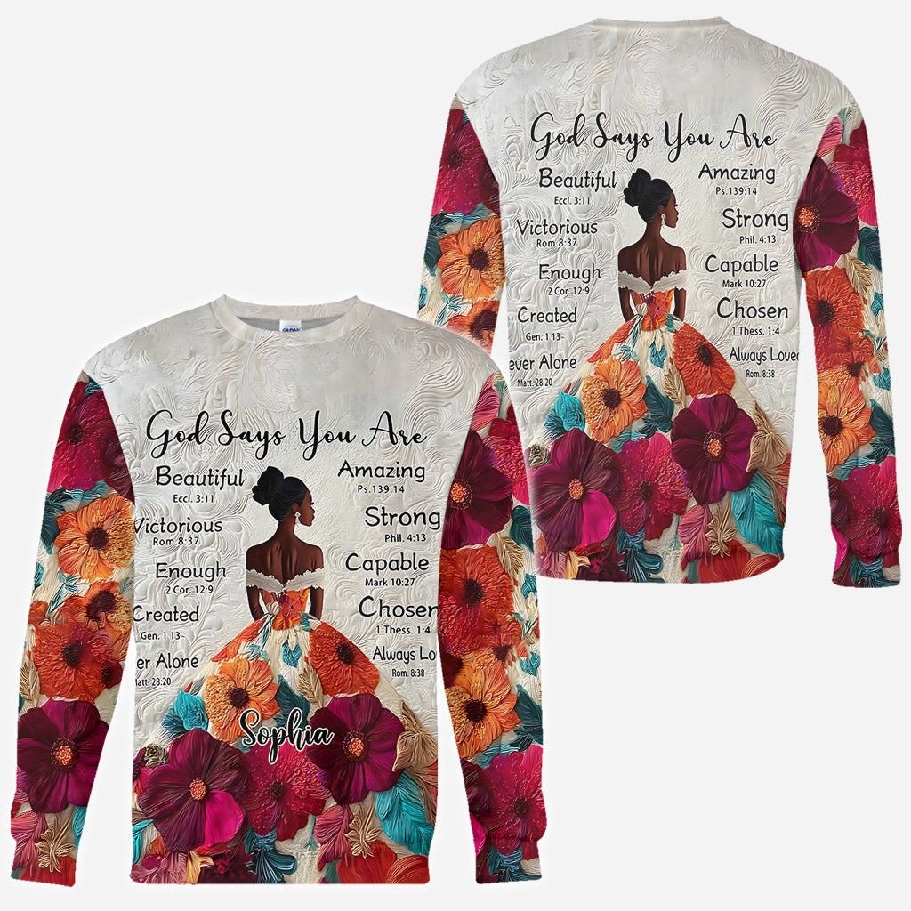 God Says You Are - Personalized African American All Over Shirt