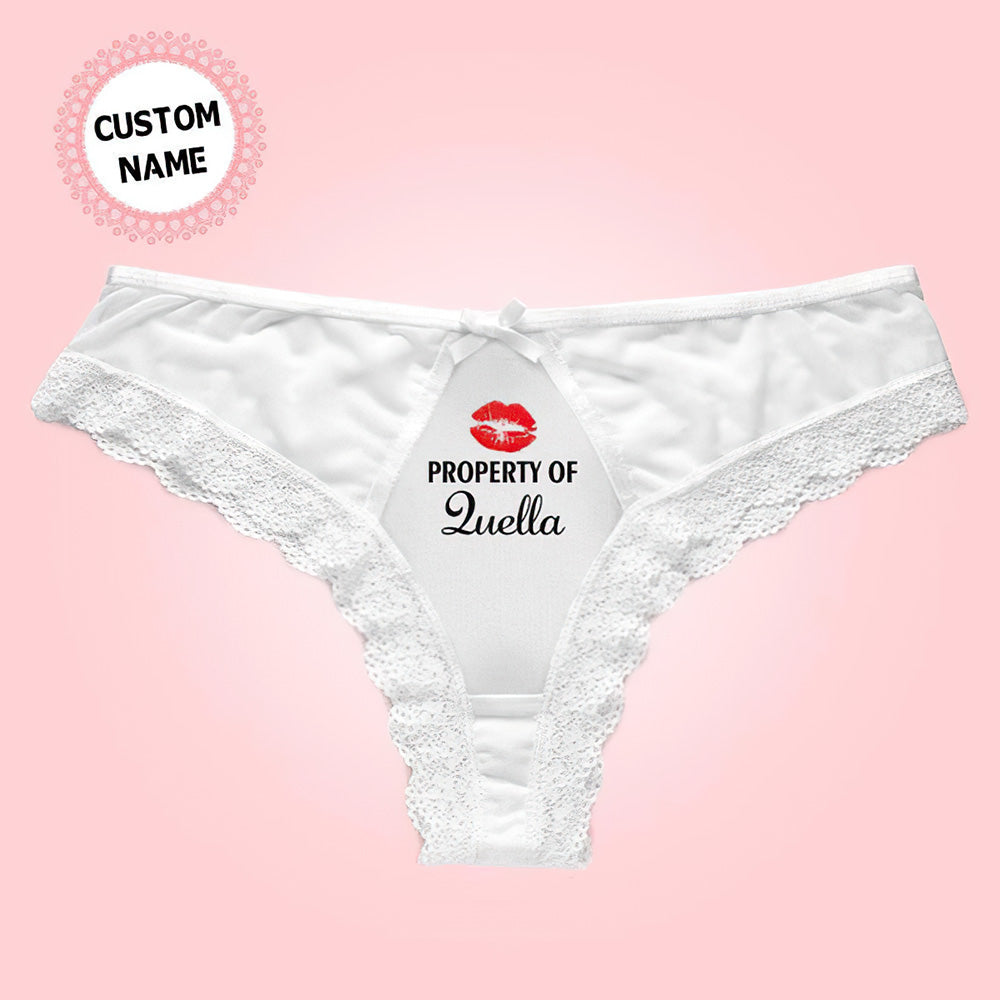 Custom Name Thong White Lace Sexy Panties - Personalized Couple White Lace Panties