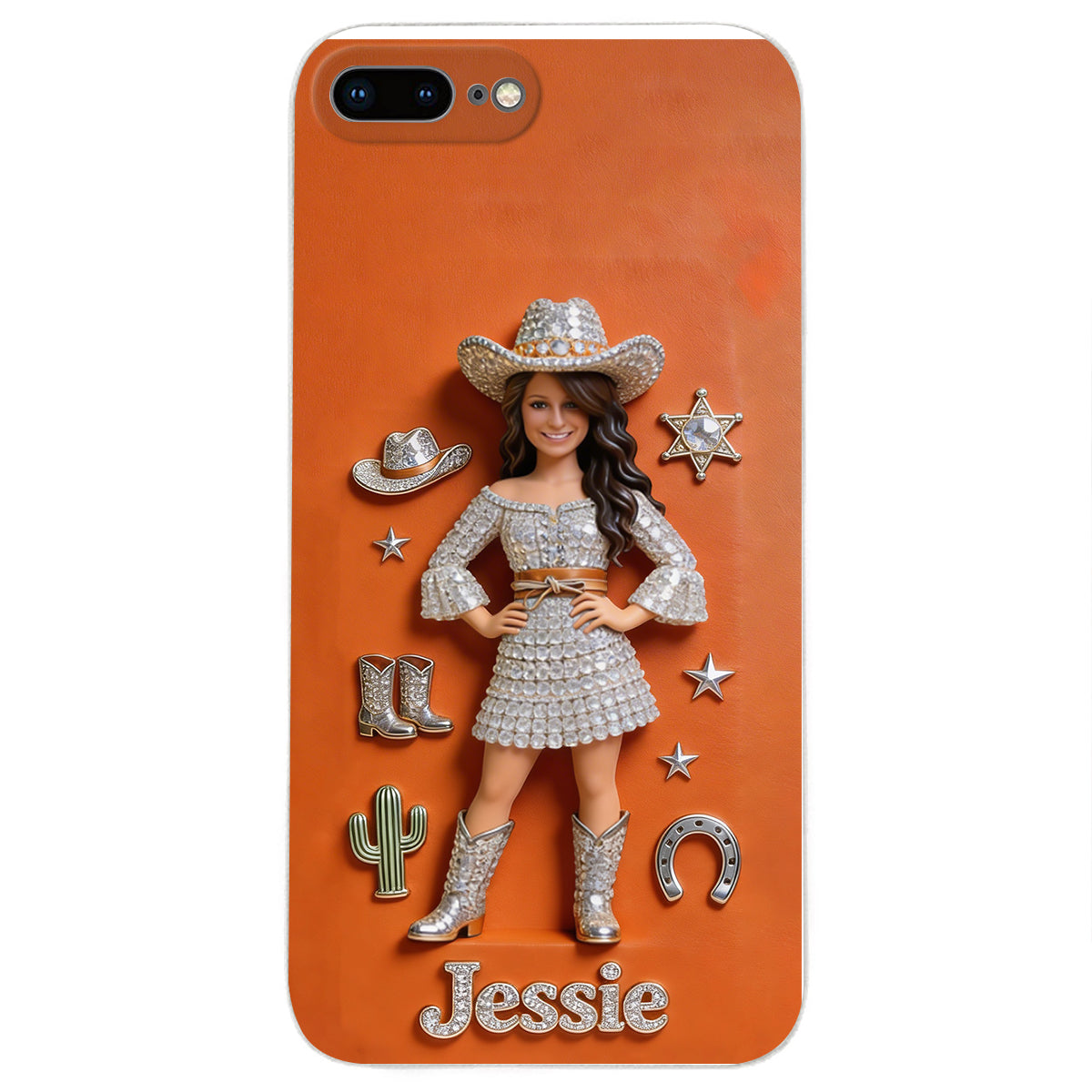 Cowgirl Spirit - Personalized Cowgirl 3D Embossed Leather Phone Case