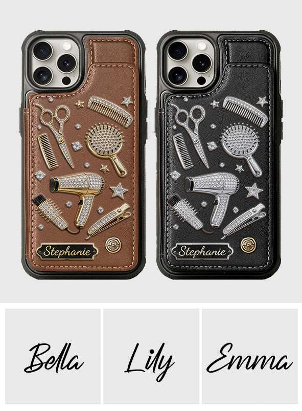 Hairdresser Scissors Salon Decor - Personalized Hairdresser Wallet Phone Case