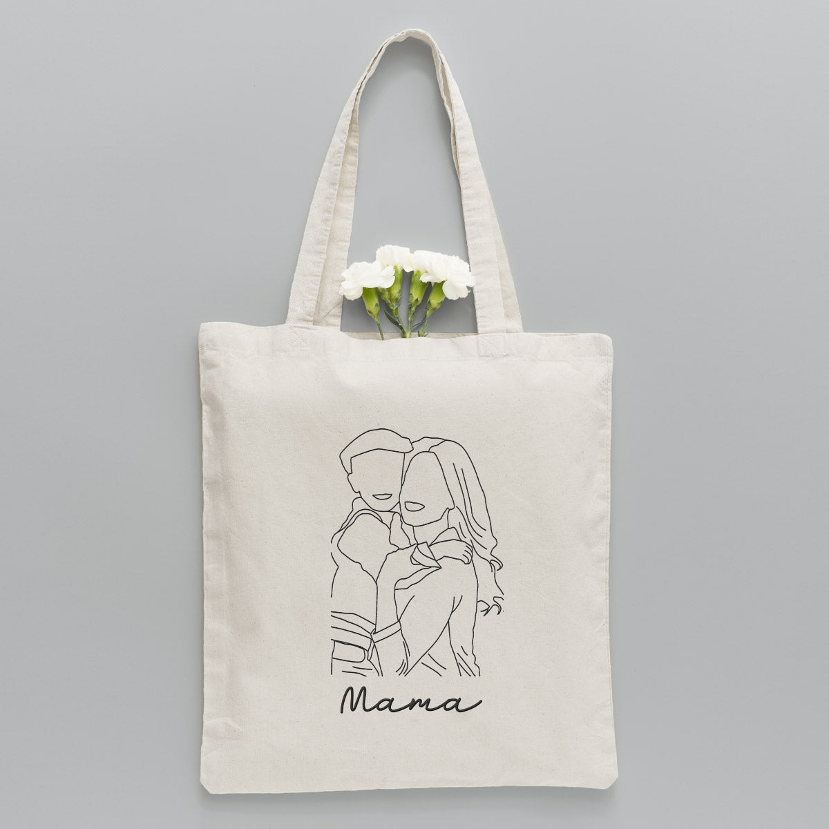 Custom Photo Line Art - Personalized Step Mom Embroidered Tote Bag