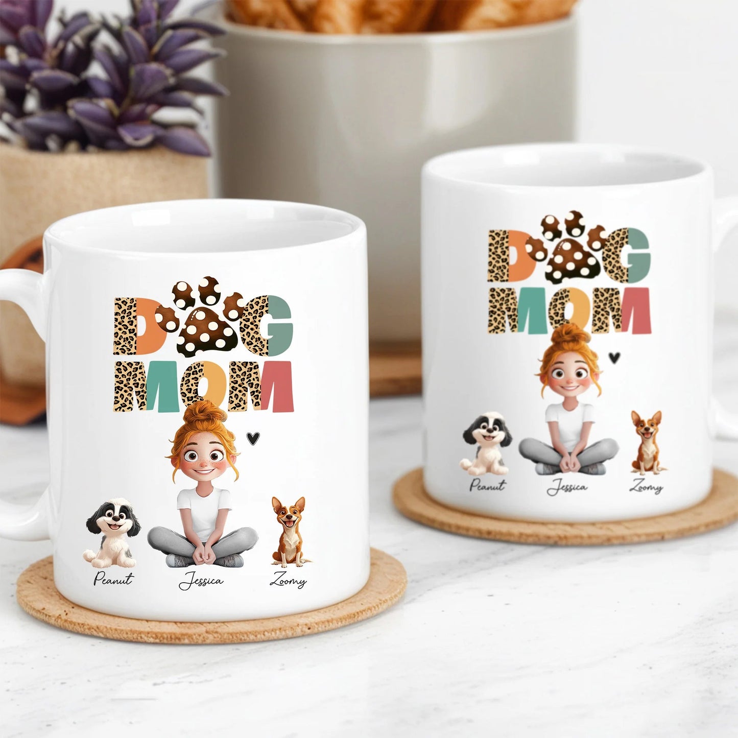Cartoon Dog Mom Custom Keychain – A Unique Surprise for Mother's Day, Valentine's Day, or Pet Lovers