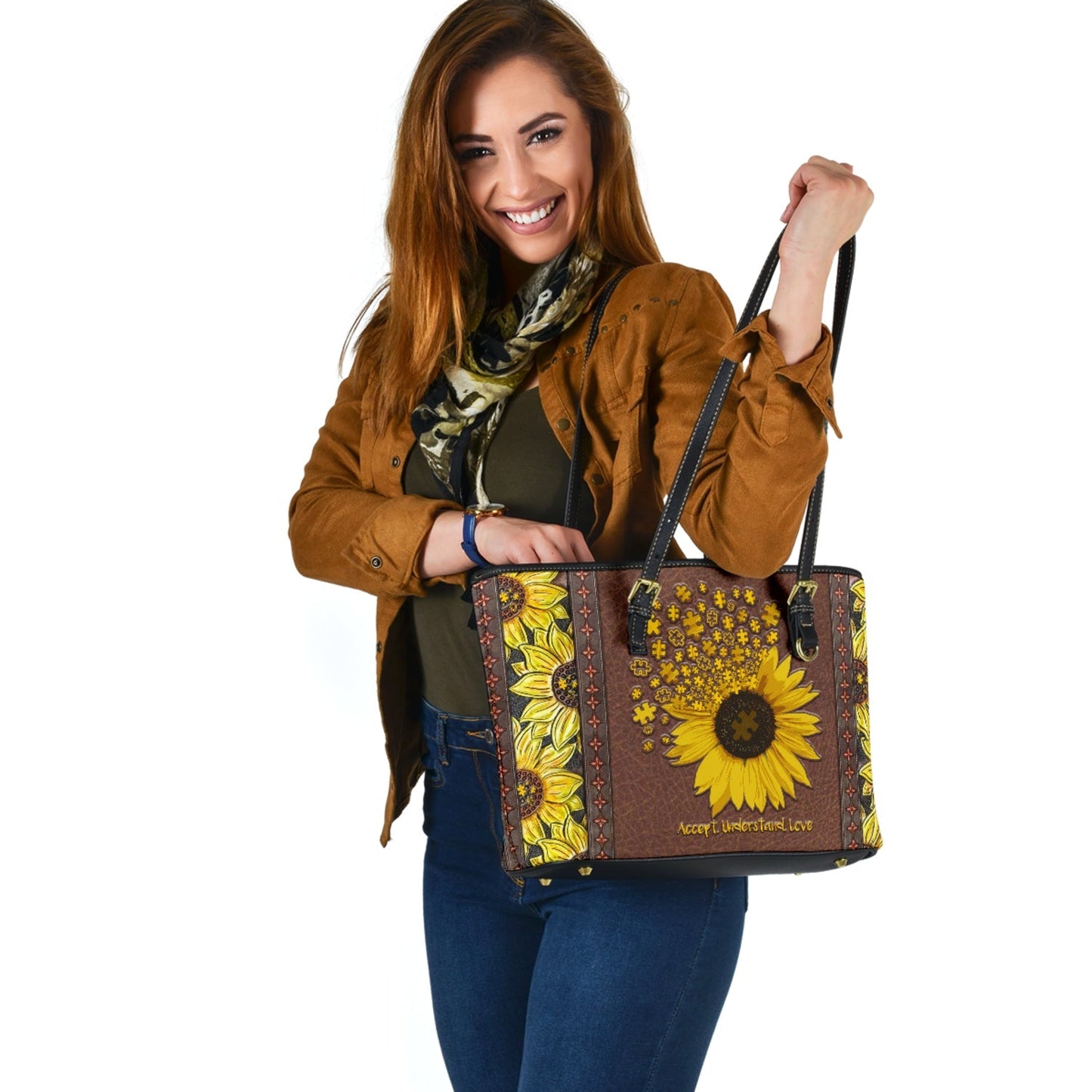 Accept Understand Love Autism Awareness Leather Bag 0622