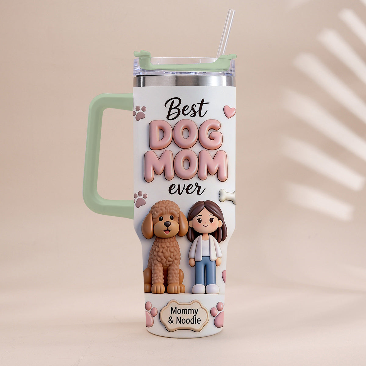 Best Pet Mom Ever - Personalized Dog Tumbler With Handle