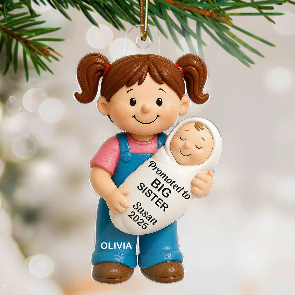 Big Sister Big Brother and New Baby Acrylic Ornament, sweet sibling hug, Christmas tree keepsake, heartwarming décor, a thoughtful gift for growing families