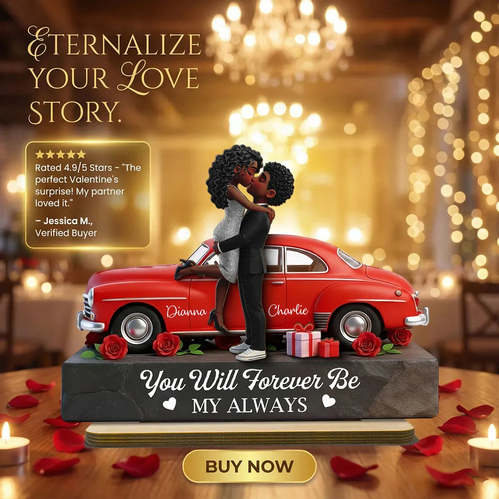 You Will Forever Be My Always Personalized 2-Layer Wooden Plaque Sweet Couple Kiss Scene Heartfelt Anniversary Gift