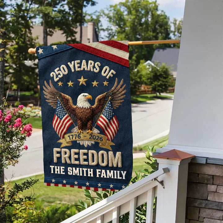 Personalized Garden Flag USA 250th Anniversary Eagle Design for Outdoor Display, Unique Patriotic Gift for Family