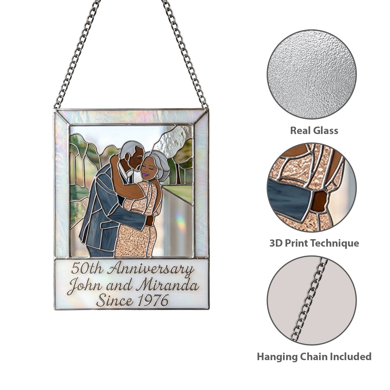 Keep All Moments - Personalized Couple 3D Printed Glass Suncatcher