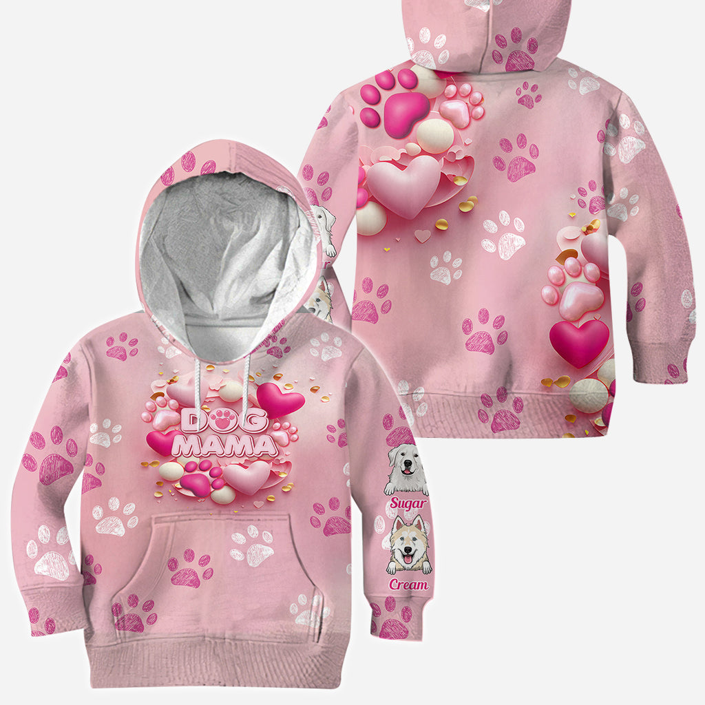 Dog Cat Mama Fur Mom 3D Pink Heart - Personalized Dog All Over Shirt