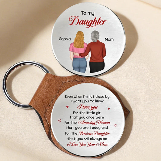 Personalized Pocket Hug for Daughter from Mom - Back View Hug Illustration Keepsake, Unique Gift She Can Carry Daily