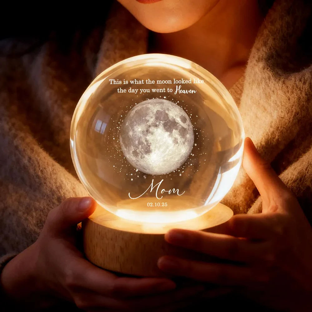 Personalized 3-Color K5 Globe Lamp Moon Phase Memorial Night Light, A Unique Sympathy Gift For Dad