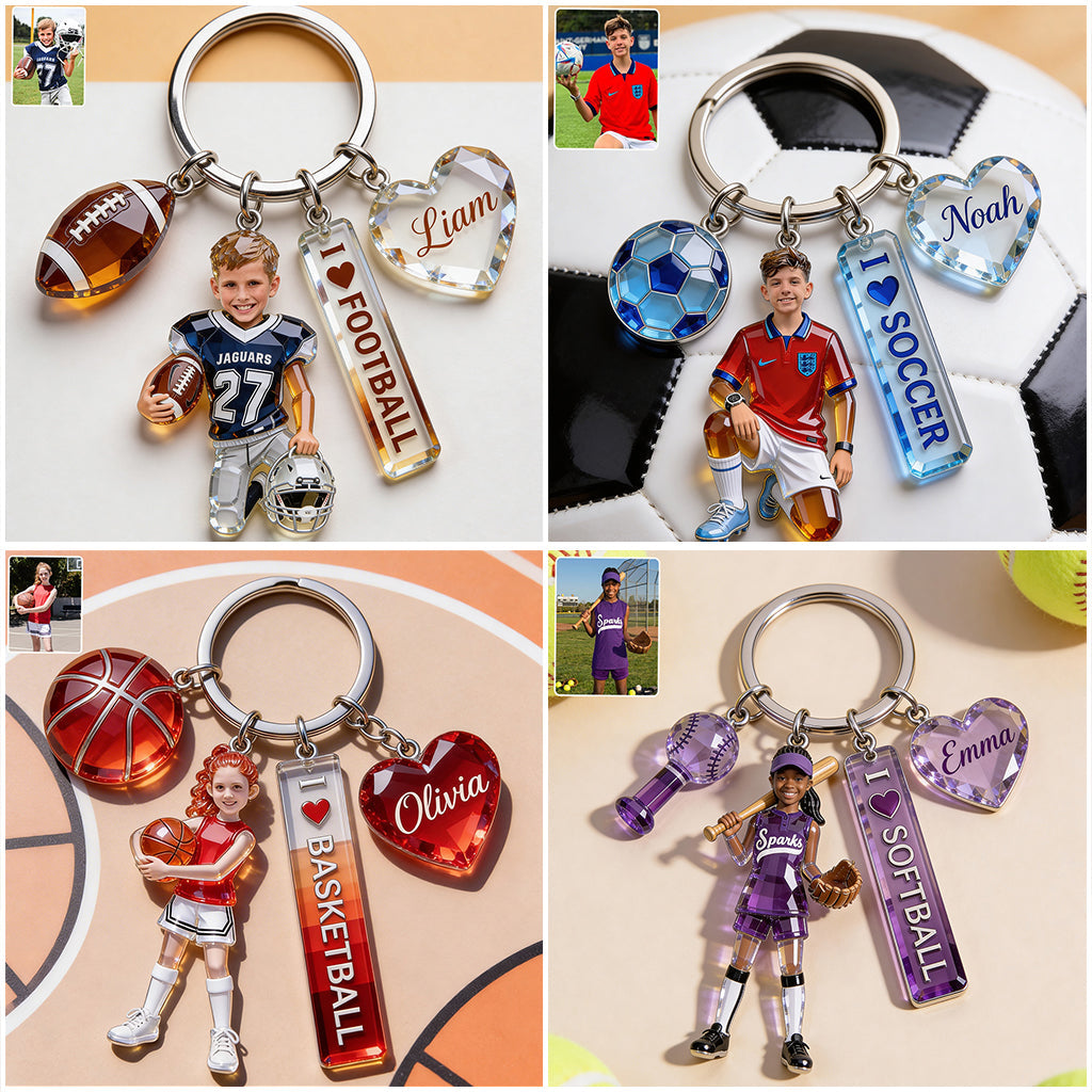 Kids Sports - Personalized Kid Premium Keychain With Charms