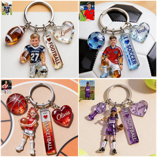 Kids Sports - Personalized Kid Premium Keychain With Charms