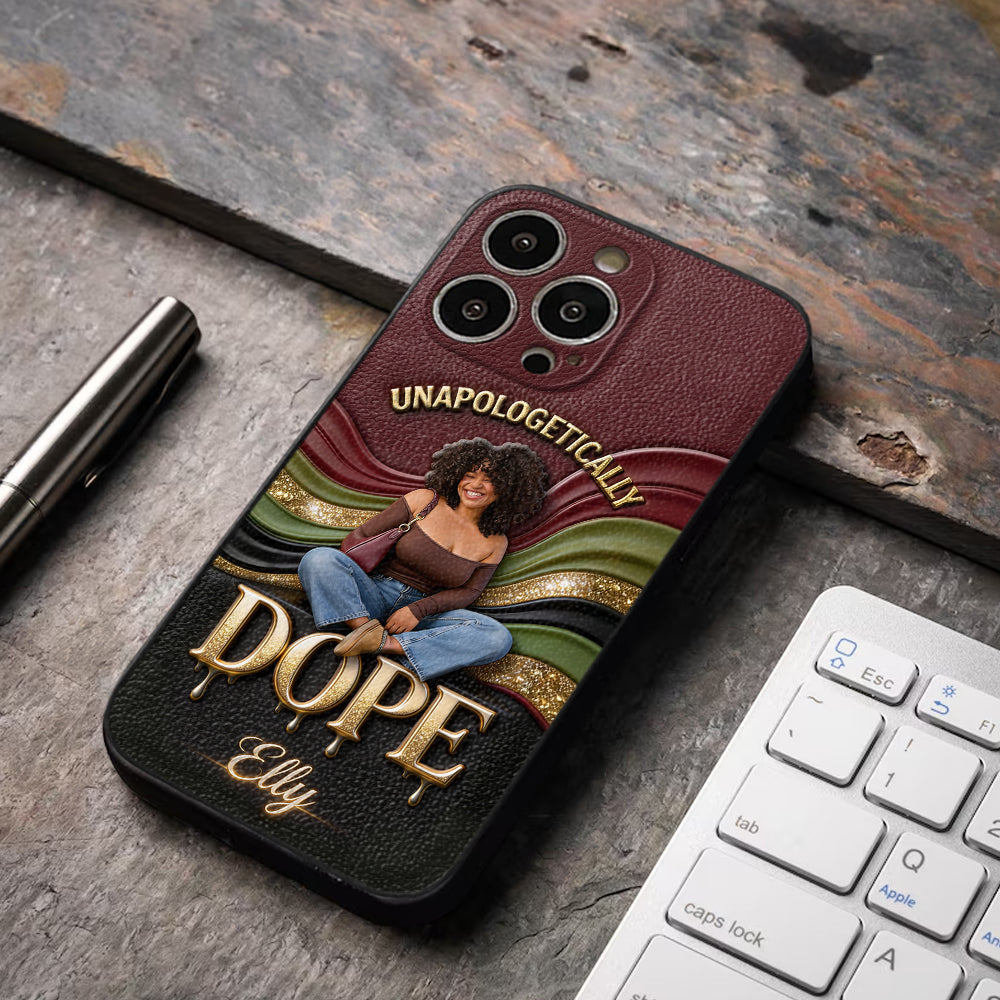 Happy Juneteeth, Black History, Black Pride - Personalized African American 3D Embossed Leather Phone Case