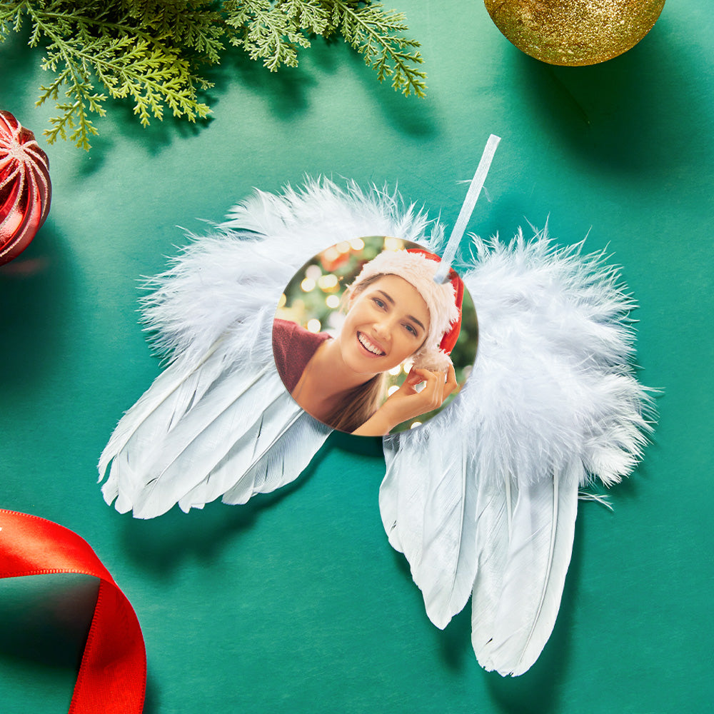 Forever In My Heart - Personalized Memorial Angel Feather Wings Hanging Ornament