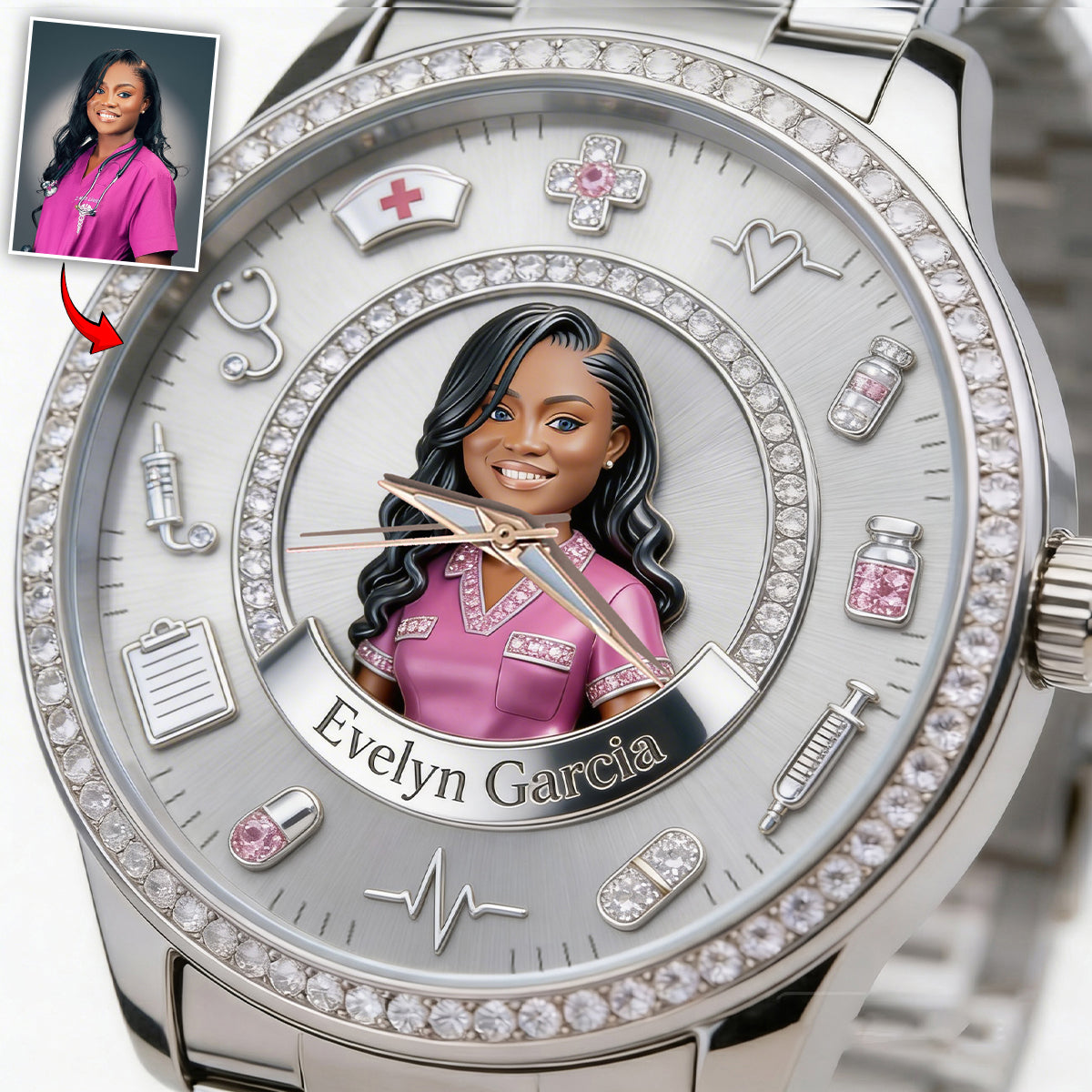 Custom Any Photo - Personalized Nurse Women Hand Watch