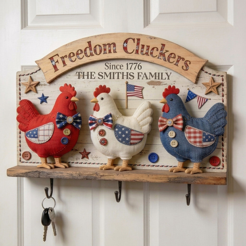 Freedom Cluckers - Personalized Chicken Custom Shaped Hanging Rack