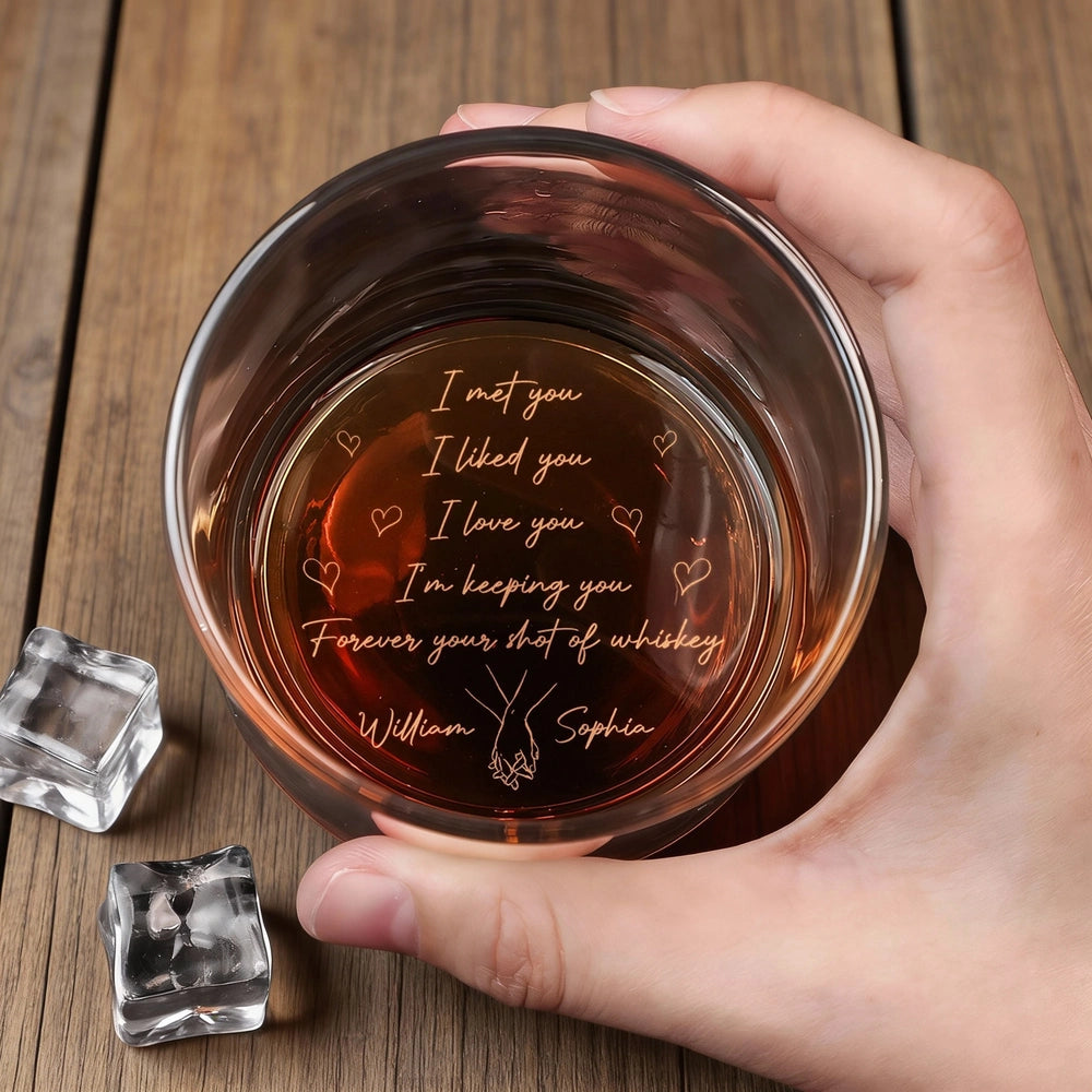 Personalized Engraved Whiskey Glass With Romantic Quote For Couples A Unique Gift With Sweet Hearts