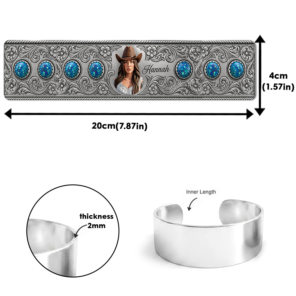Cowgirl Must-Have - Personalized Cowgirl Shaped Cuff Bracelet