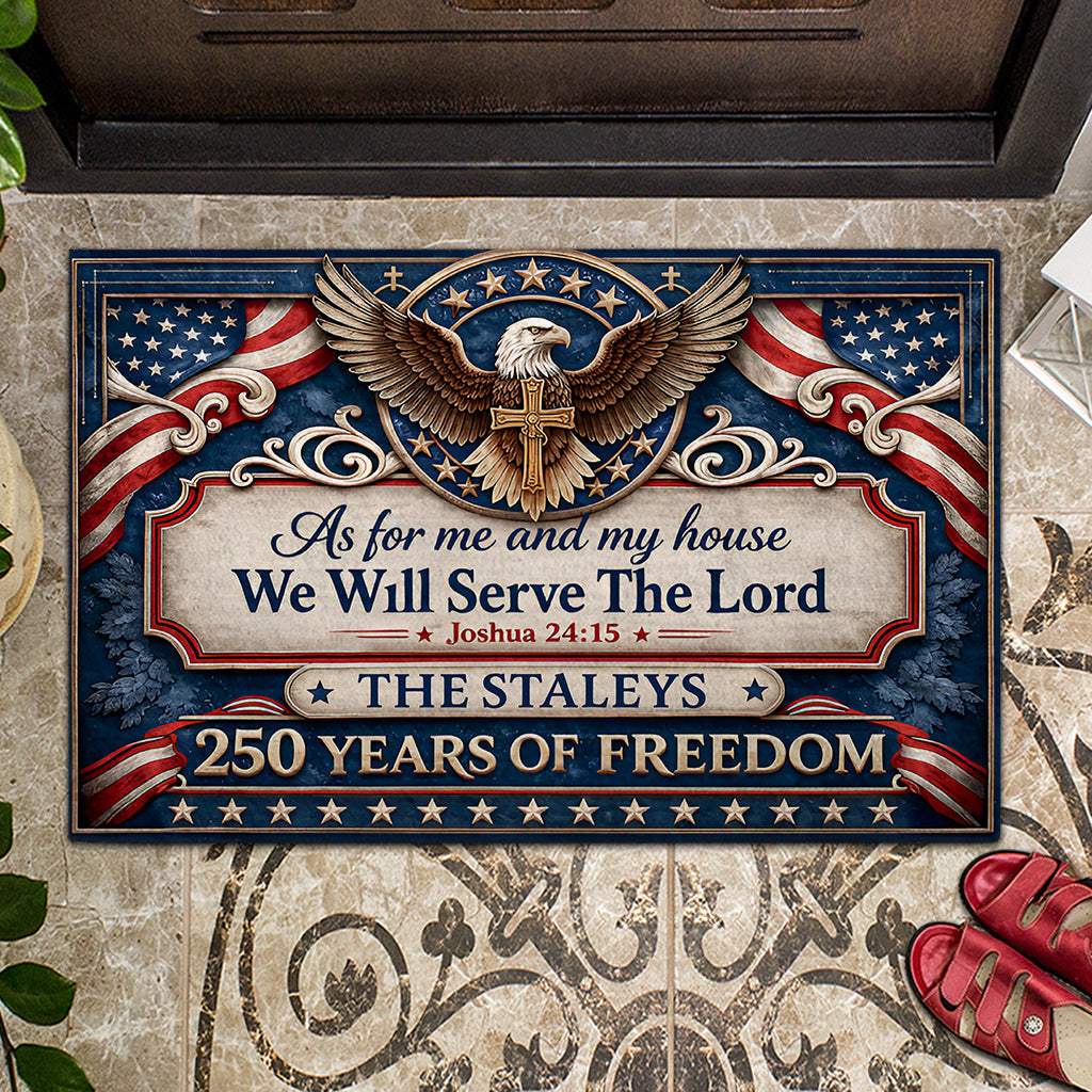 As For Me And My House We Will Serve The Lord - Personalized Doormat