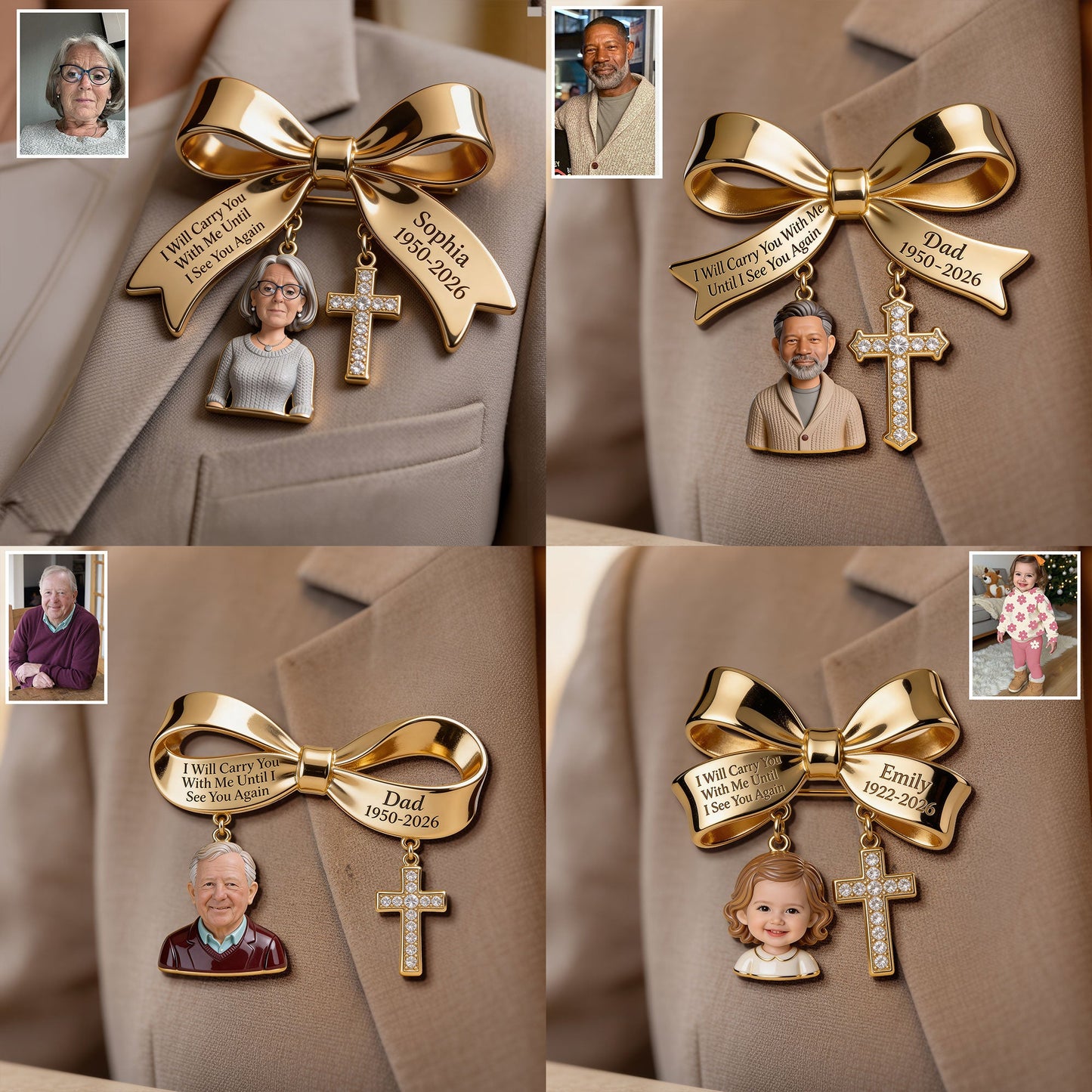 I Will Carry You With Me - Personalized Memorial 3D Embossed Enamel Pin