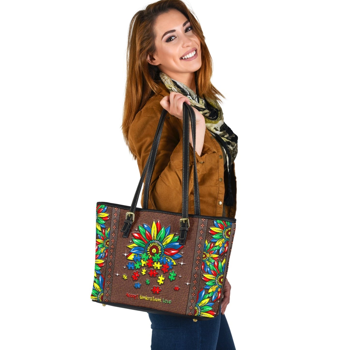 Accept Understand Love Autism Awareness Leather Bag 0622