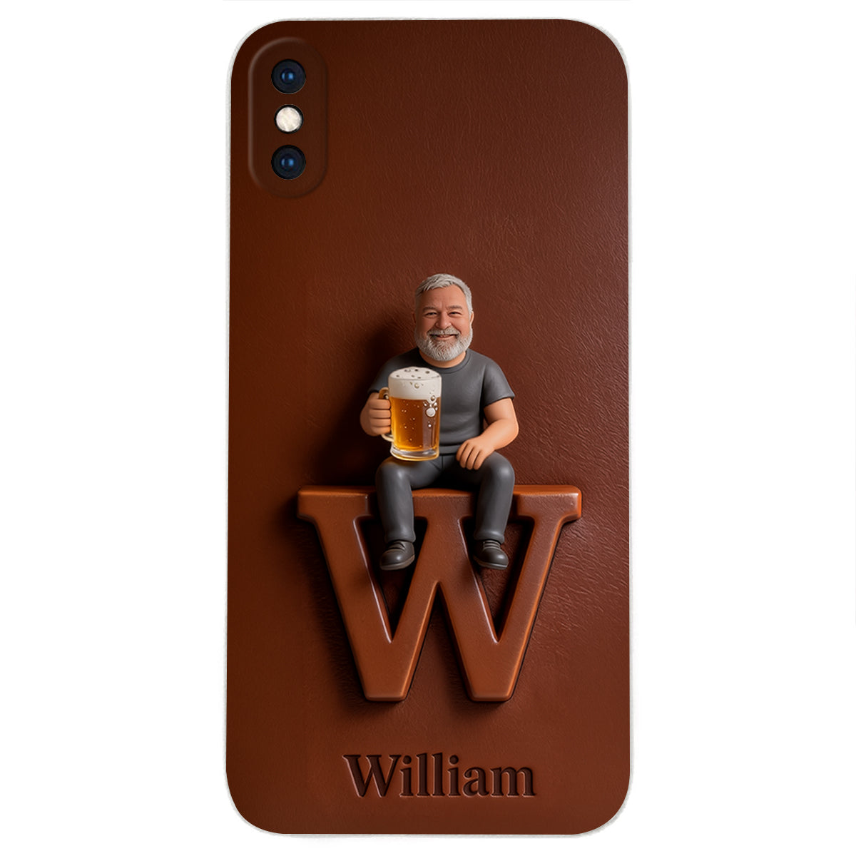 Custom Any Photo - Personalized Beer 3D Embossed Leather Phone Case