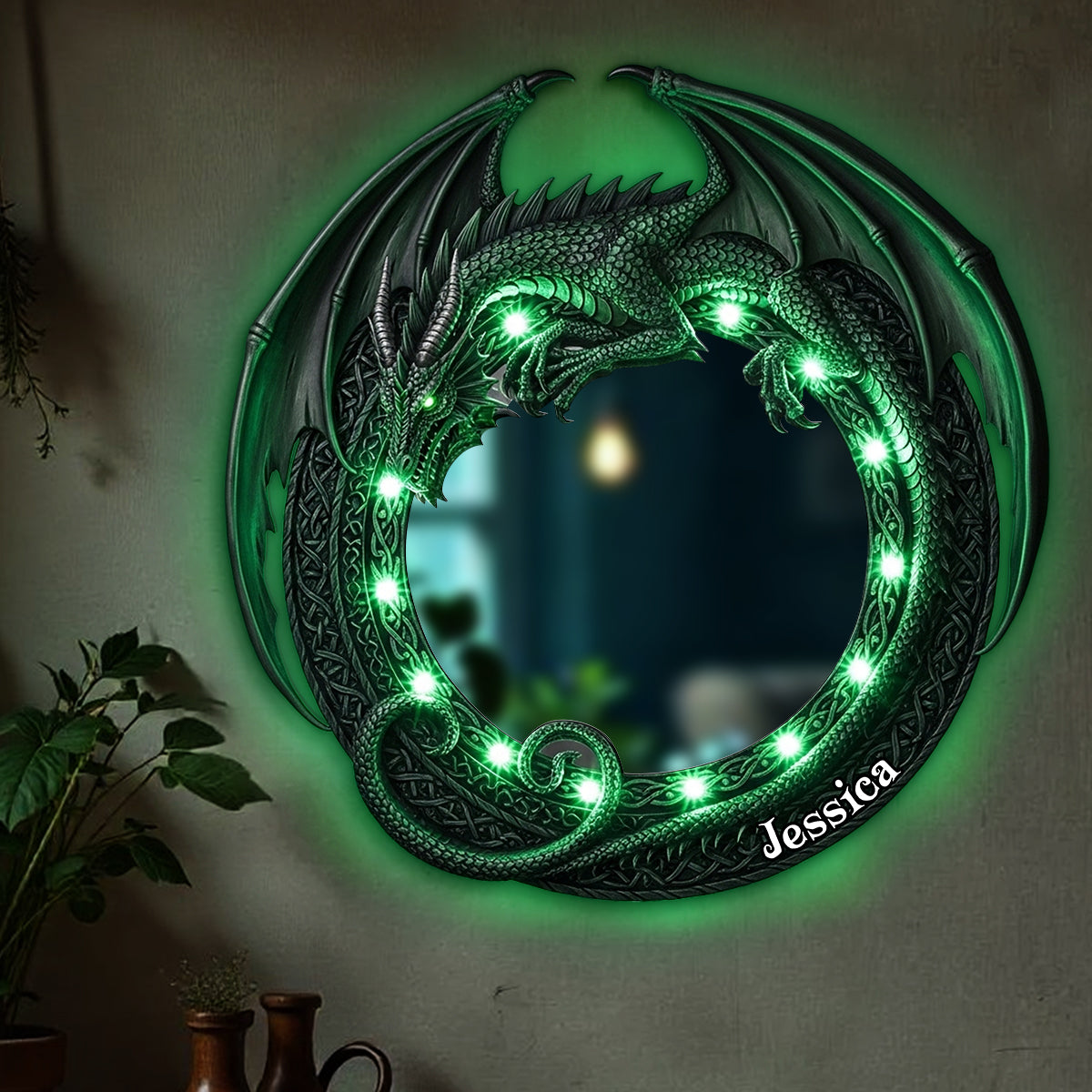 Amazing Dragon - Personalized Dragon Wall Mirror With LED Light