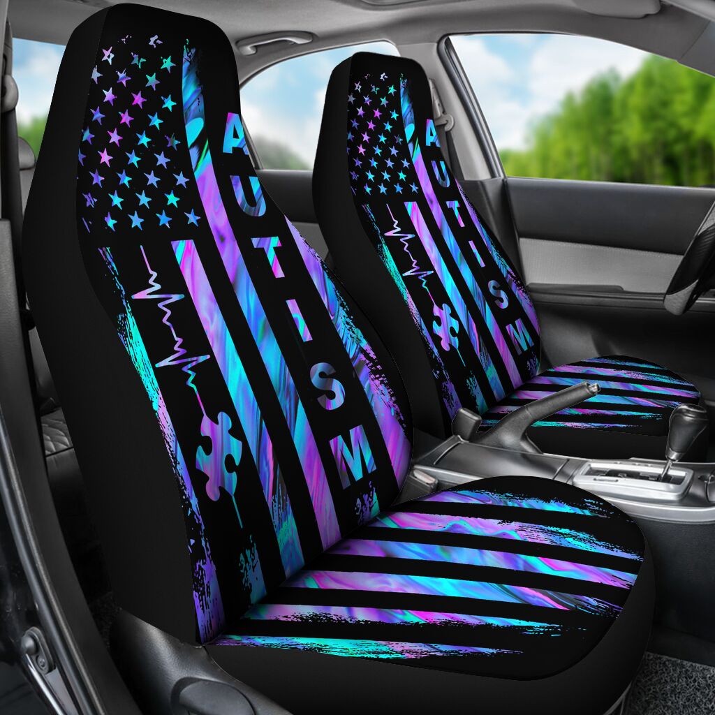 Autism Awareness American Flag Autism Awareness Seat Covers 0622