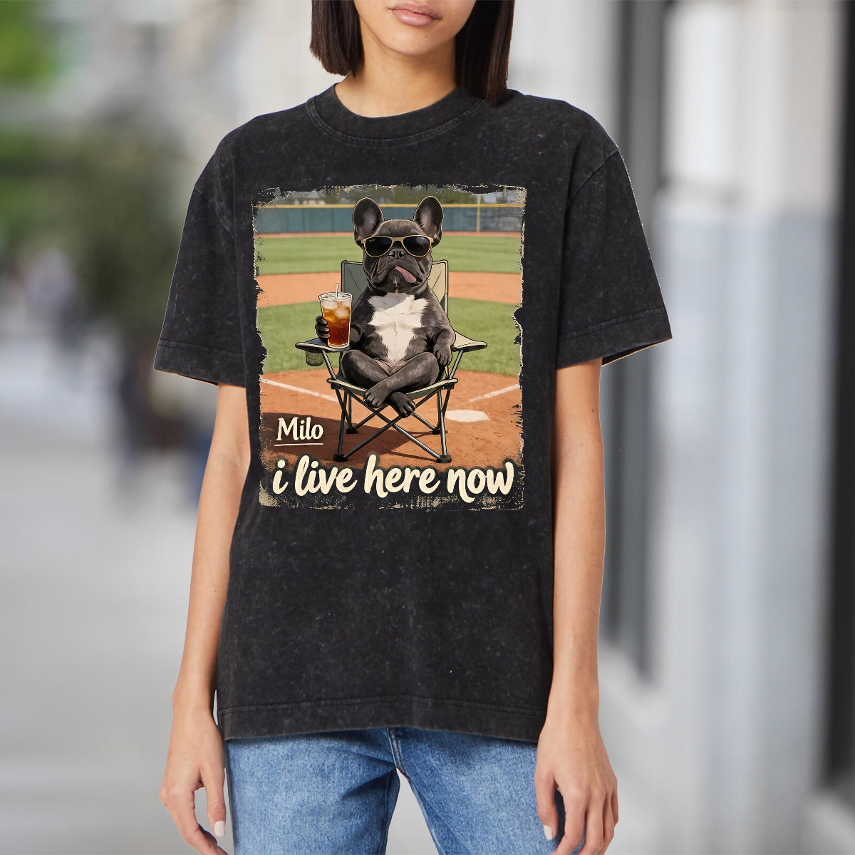 Custom Any Photo I Live Here Now - Personalized Dog Wash T-Shirt