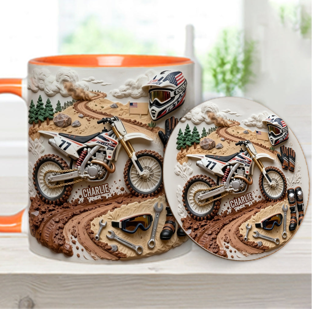 Cool Dirt Bike, Motocross - Personalized Dirt Bike Accent Mug & Coaster