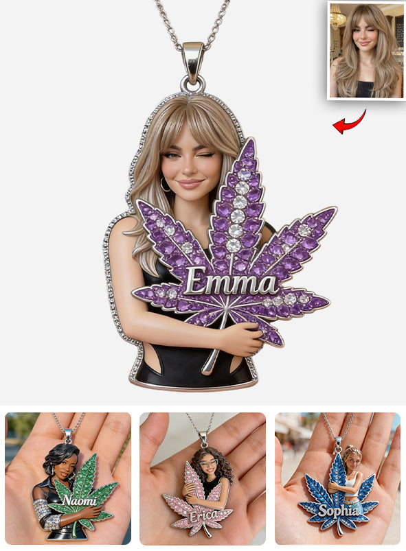 Custom Any Photo - Personalized Weed Shaped Metal Pendant Necklace