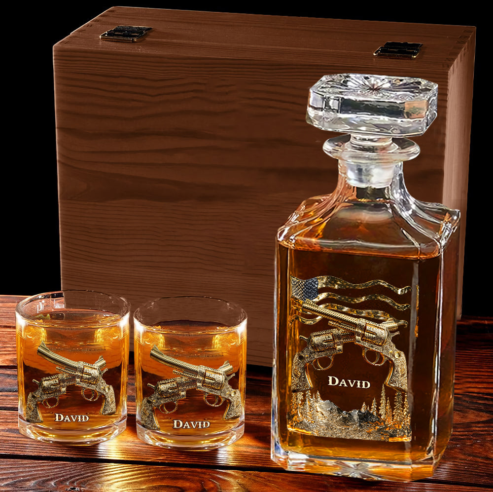 I like Whiskey And Guns And Maybe 3 People - Personalized Whisky Whiskey Glass