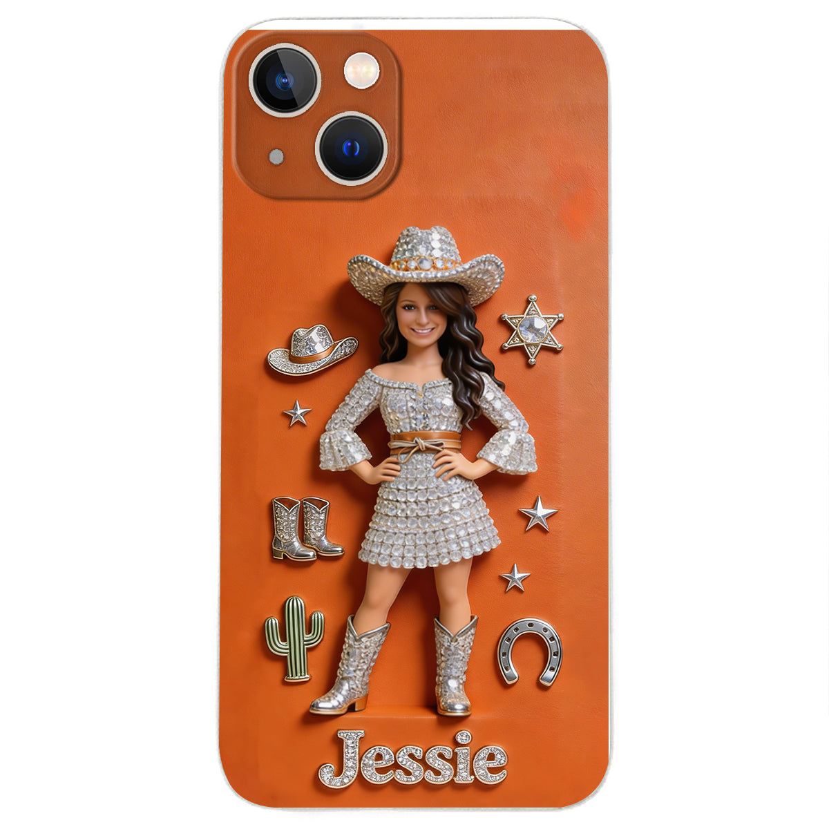 Cowgirl Spirit - Personalized Cowgirl 3D Embossed Leather Phone Case
