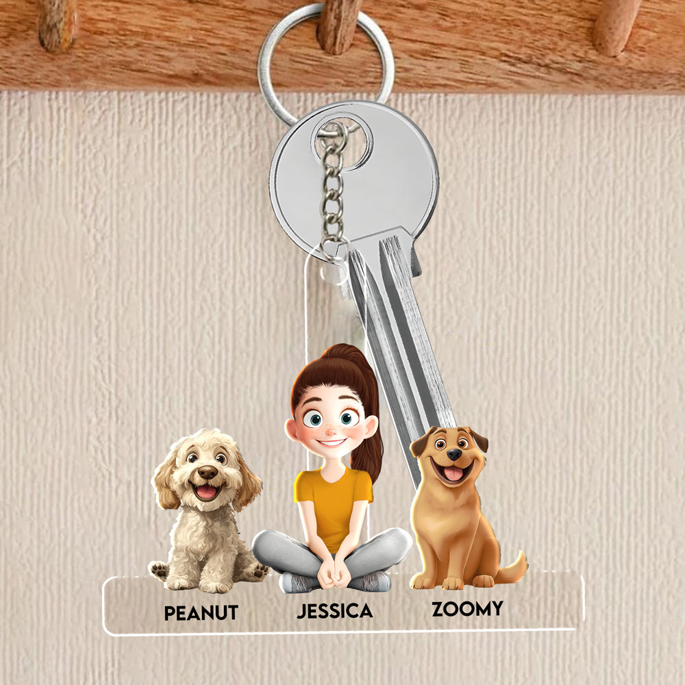 Personalized Acrylic Keychain with Custom Family Pets – Featuring Your Dog and Family Member Names, Perfect Gift for Dog Lovers, Ideal for Any Occasion